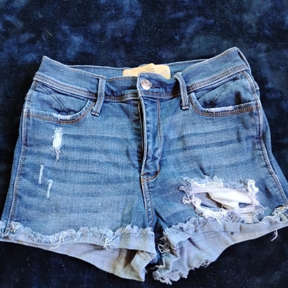 Hollister Blue Distressed Jean Shorts